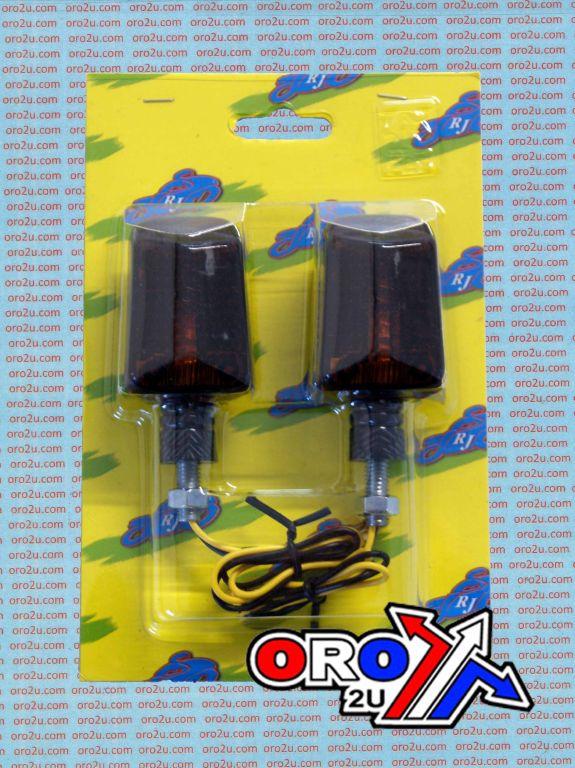 UNIVERSAL RECTANGULAR INDICATORS, SMOKE LENS, PAIR, CARBON LOOK