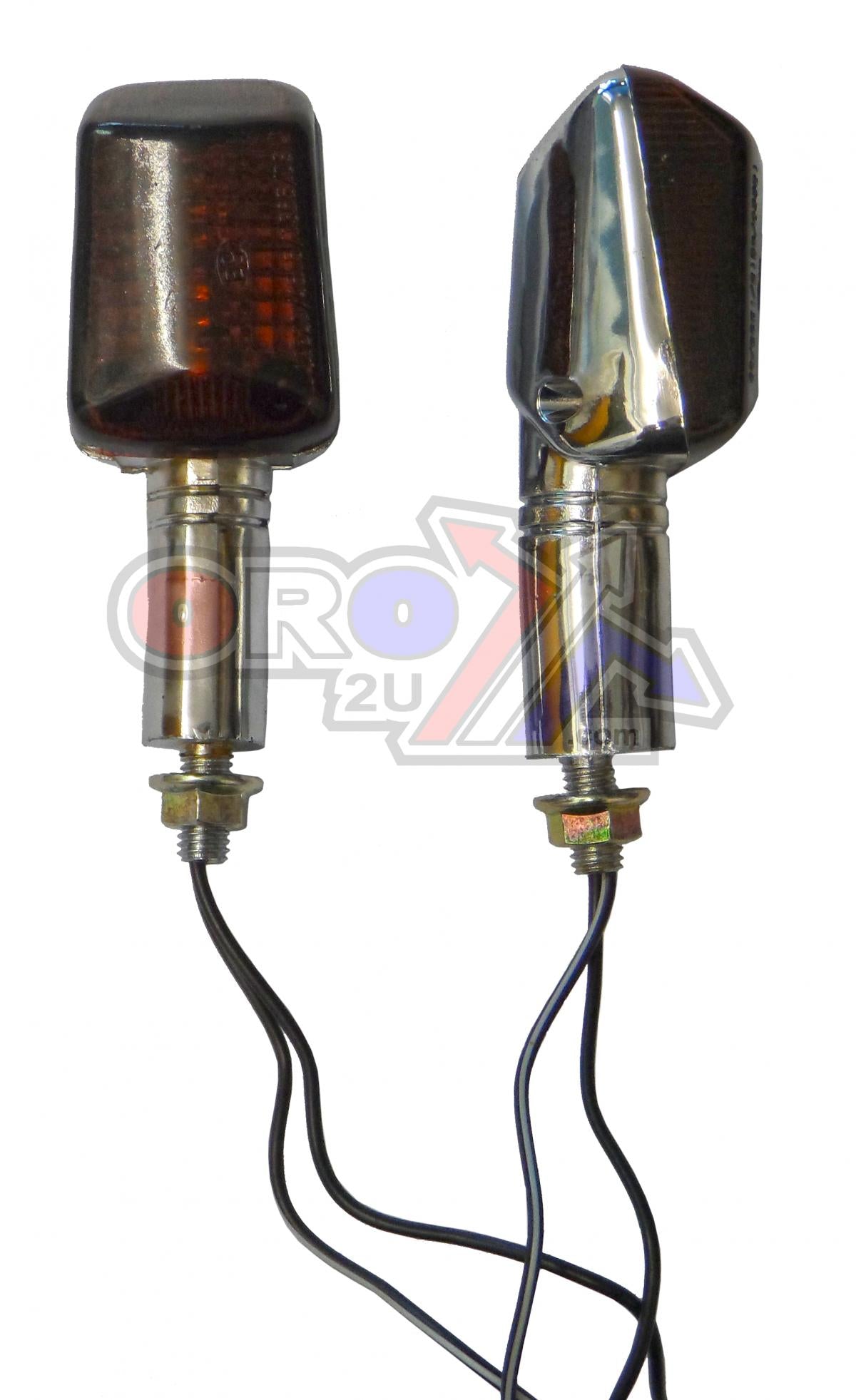 UNIVERSAL RECTANGULAR INDICATORS, SMOKE LENS, PAIR, CHROME LOOK