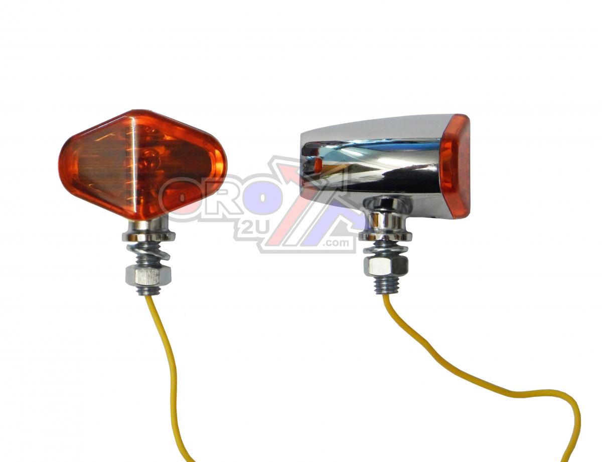 UNIVERSAL DIAMOND INDICATORS, ORANGE LENS, PAIR, CHROME LOOK