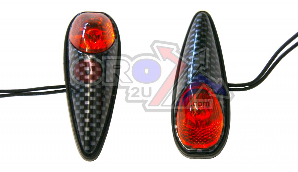 UNIVERSAL FLUSH MOUNT INDICATORS, ORANGE LENS, PAIR, CARBON LOOK, 60x22mm