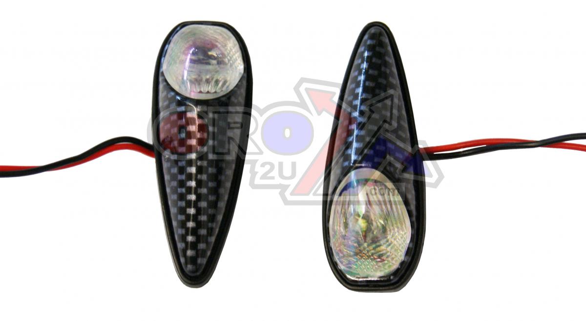 UNIVERSAL FLUSH MOUNT INDICATORS, CLEAR LENS PAIR, CARBON LOOK, 60x22mm