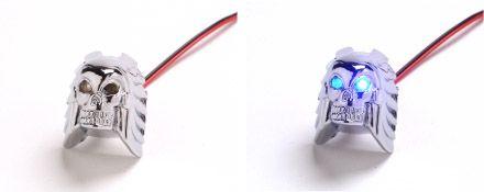 LED MINI SKULL, BOLT ON WITH BLUE LIGHT, 30.5mm x 24.5mm x 20mm
