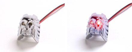 LED MINI SKULL, BOLT ON WITH RED LIGHT, 30.5mm x 24.5mm x 20mm