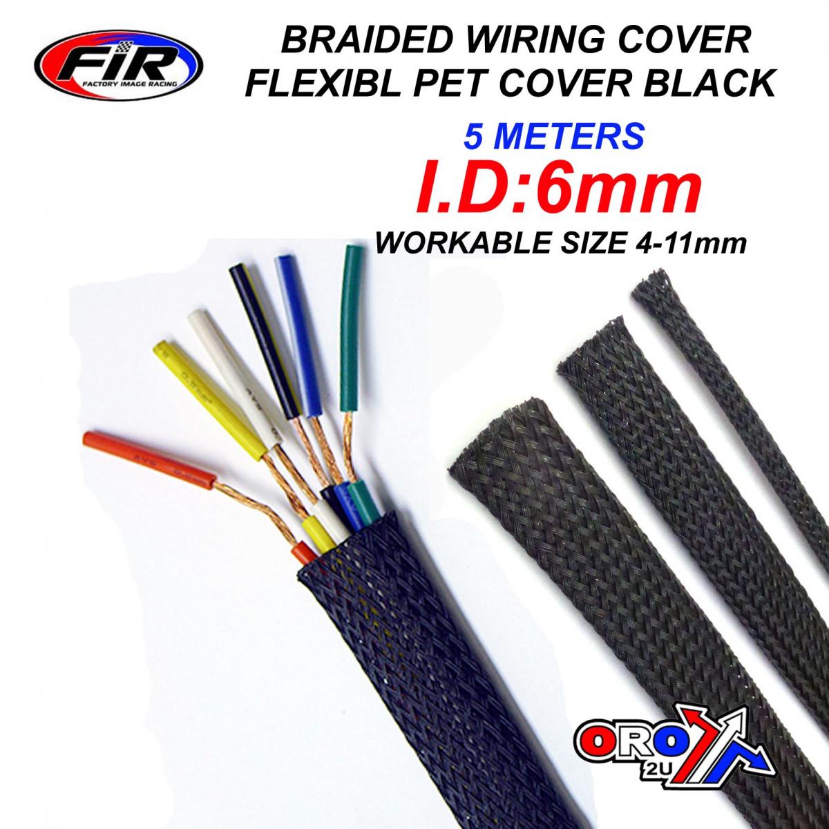 Flexible Braided Sleeving 5MTR, WORKABLE SIZE 4-11mm, BLACK