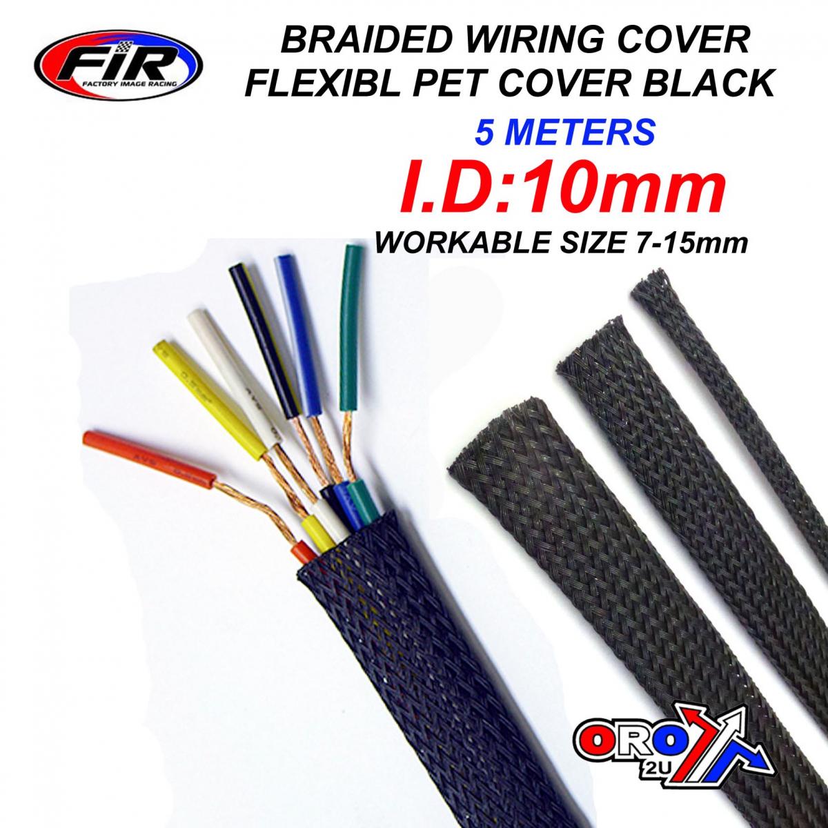 Flexible Braided Sleeving 5MTR, WORKABLE SIZE 7-15mm, BLACK