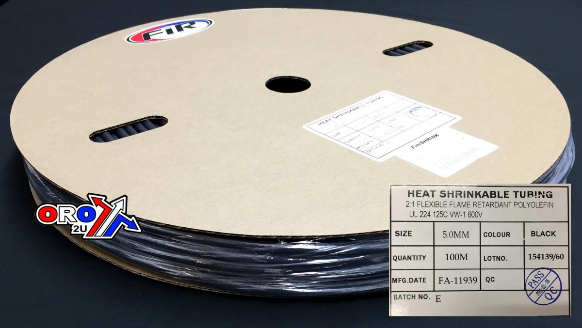 HEAT SHRINK TUBING 5mm x 100MT, BLACK