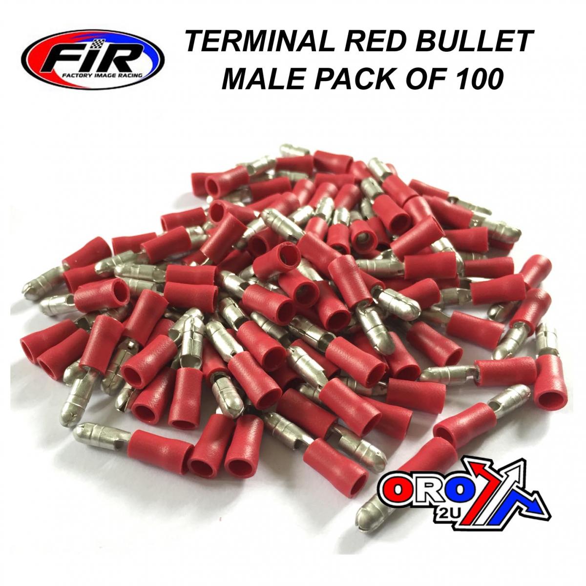 RED MALE BULLET CONNECTORS, PACK OF 100
