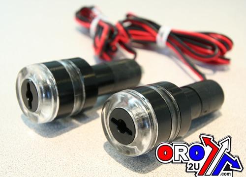 BAR END WITH LED FLASHER LIGHT BLACK