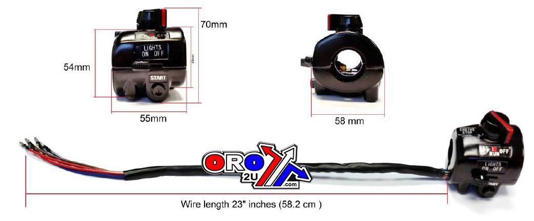 UNIVERSAL VINTAGE R/H HANDLEBAR SWITCH, HEADLIGHT/START-STOP, BLACK