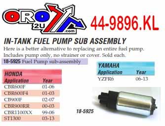 IN-TANK FUEL PUMP, SUB ASSEMBLY, HONDA CBRs ST1300