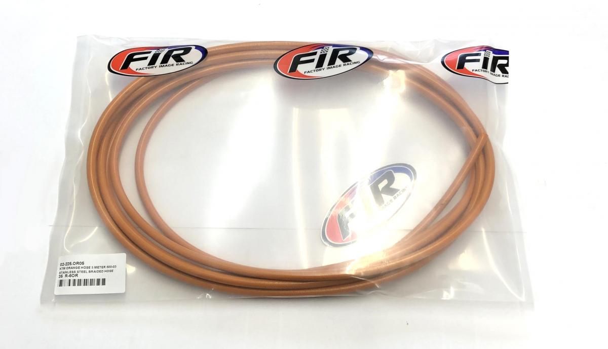 KTM ORANGE HOSE 5 METER, S/STEEL BRAIDED HOSE, 600-03OR / PTFE / PVC COVERED