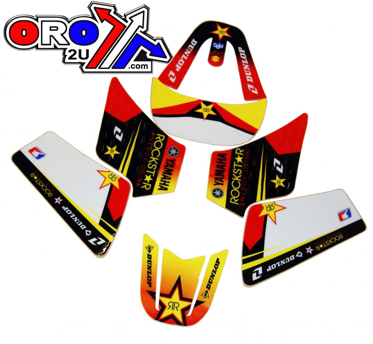 YAMAHA PW50 1990-2024, ROCKSTAR DECAL KIT, RED/YELLOW/BLACK
