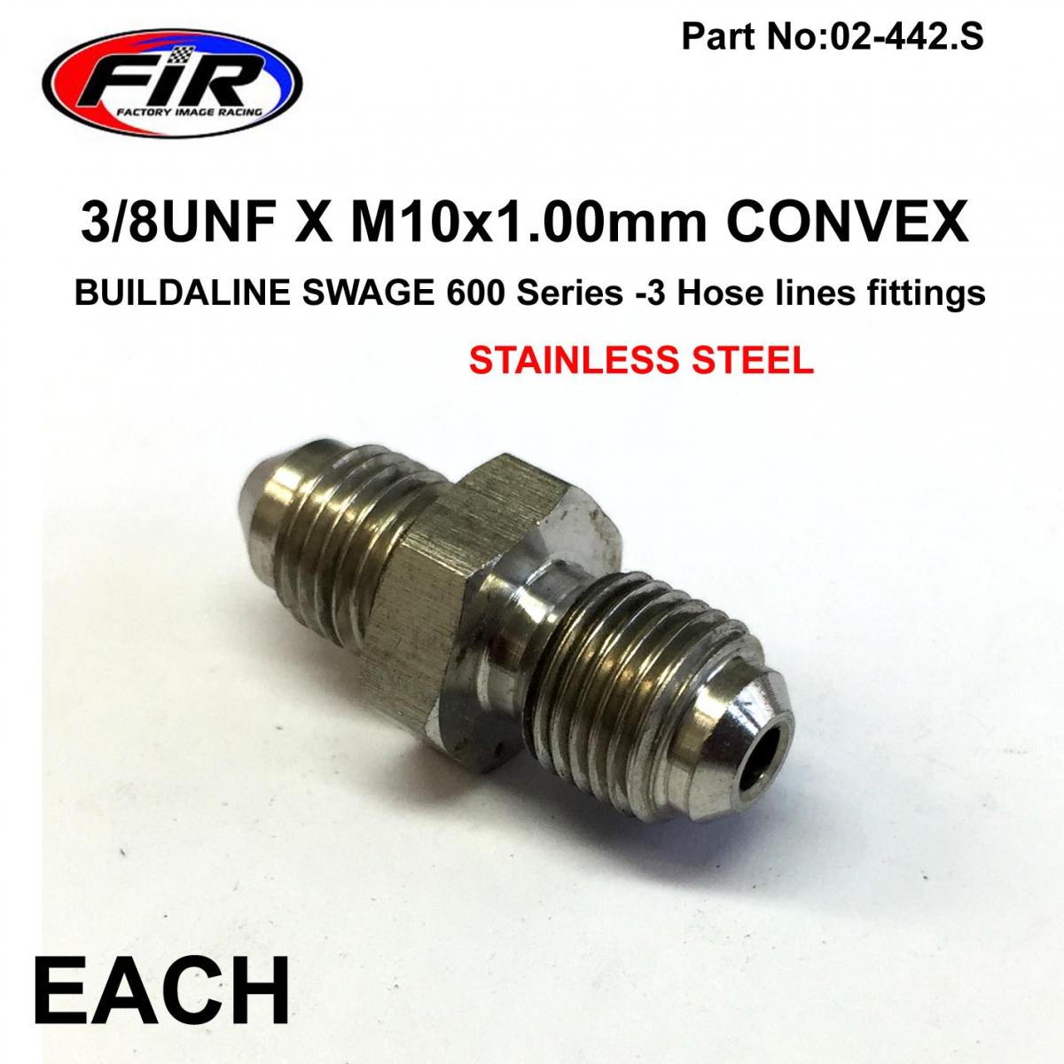 3/8UNF X M10x1.00mm CONVEX FR, 305-03-31 SWAGE 600 Series -3, / STAINLESS STEEL