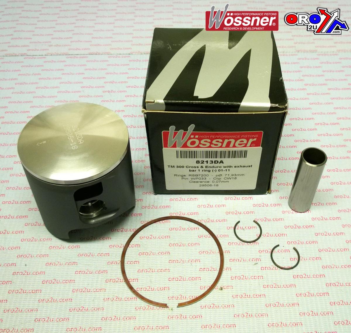 WOSSNER 71.93mm FORGED PISTON KIT A, TM EN/MX300 2002-2019