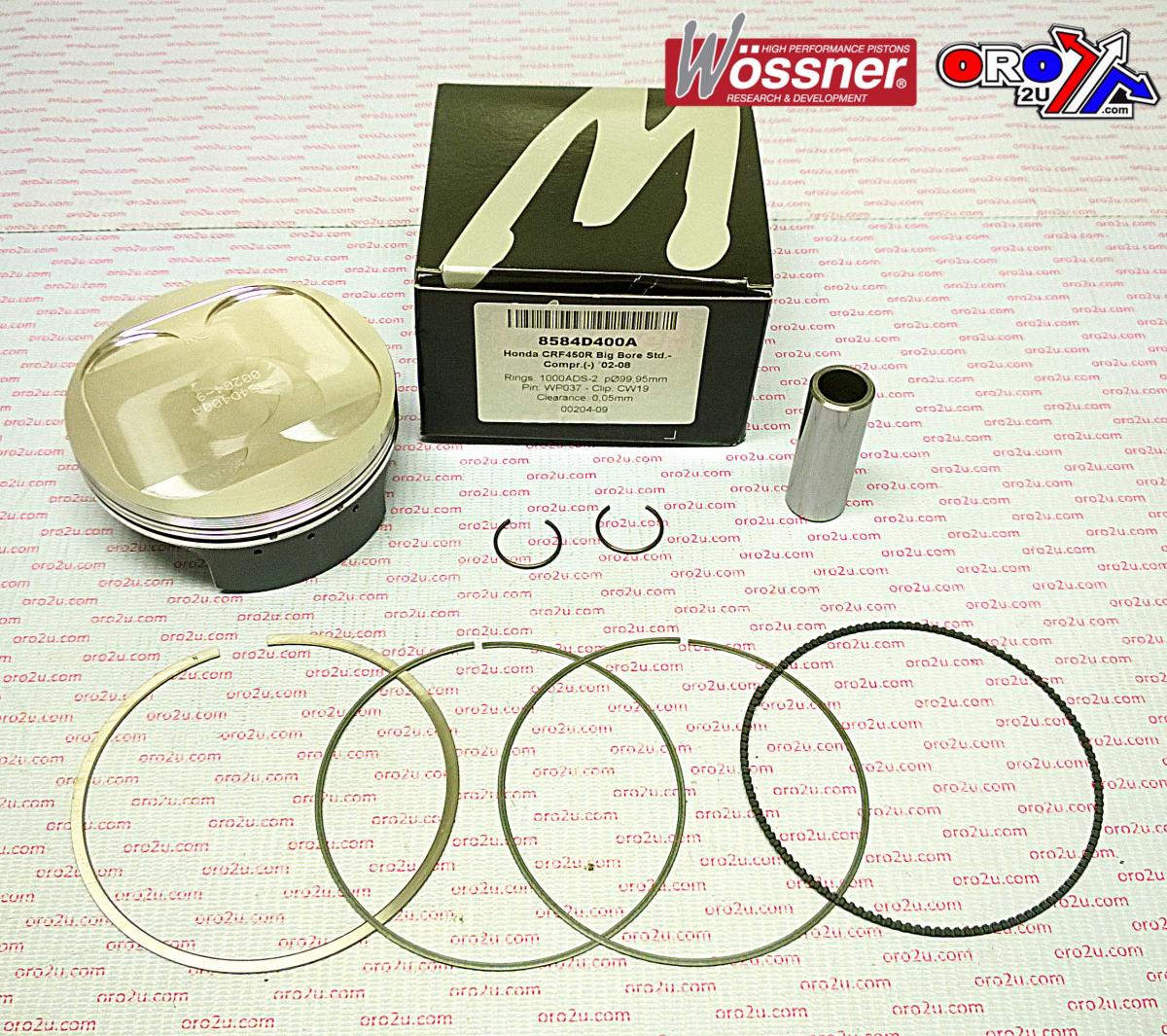 PISTON KIT 02-08 CRF450 100mm WOSSNER 8584D400A BIG BORE