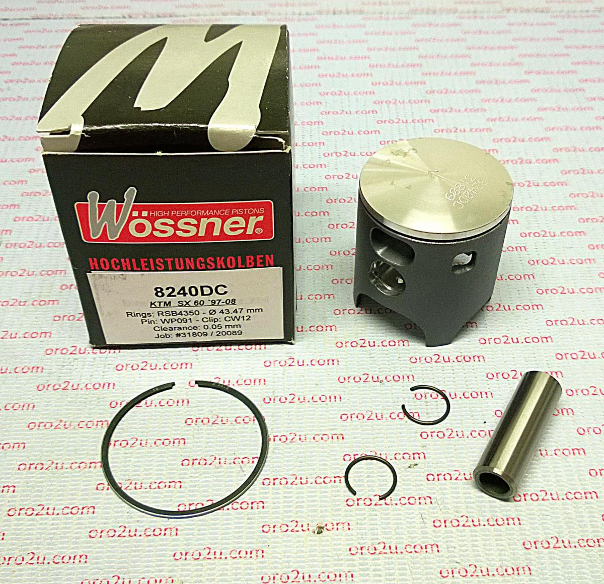 PISTON KIT 97-09 KTM60 SX 43.5 FORGED WOSSNER 8240DB