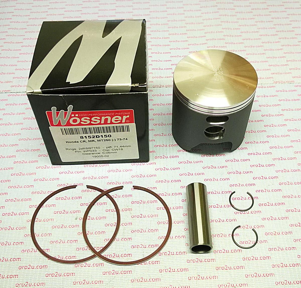 PISTON KIT 73-74 CR250 70.00 FORGED WOSSNER 8152DA