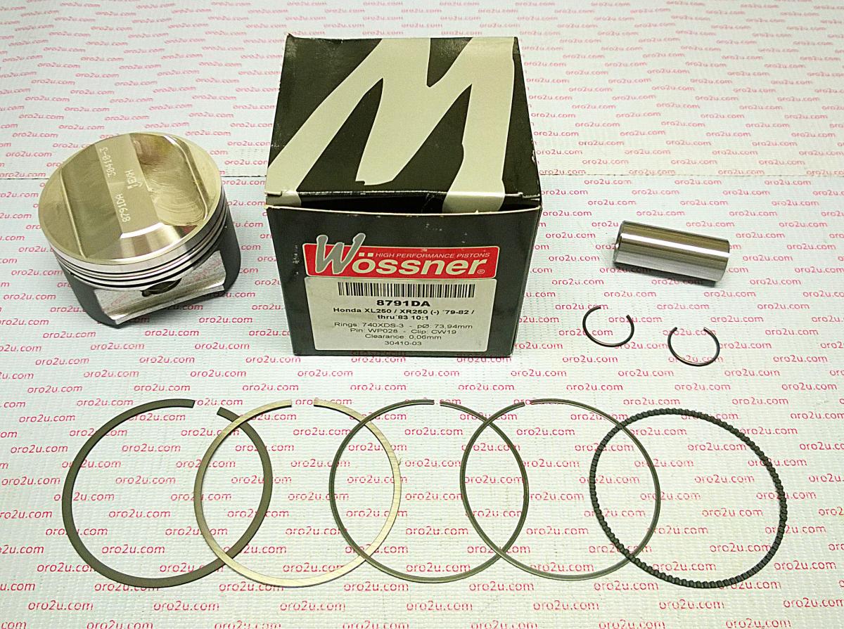 WOSSNER 74.5mm PISTON KIT HONDA XR250 1979-1983, XL250 1979-1982