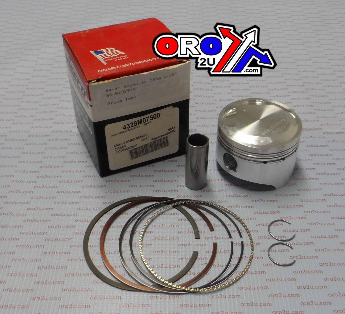 WISECO 75mm PISTON KIT HONDA XR250 1984-1985, XL250 1984-1987