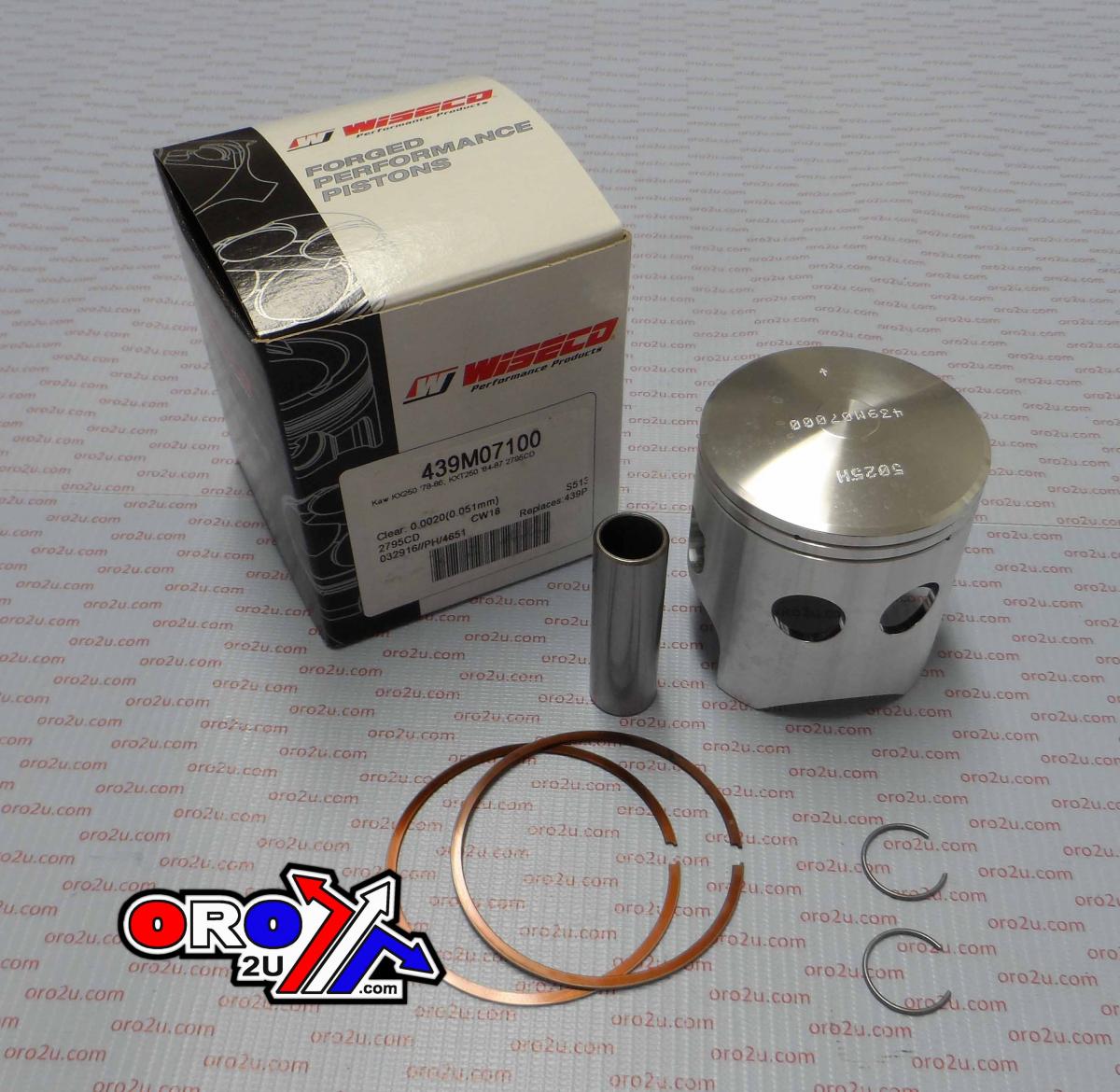 WISECO 71mm PISTON KIT KAWASAKI KX250 78-86, KDX250 80-84, KXT250 84-87