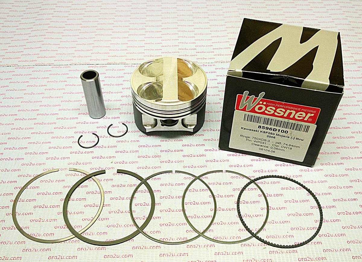 WOSSNER 74mm FORGED PISTON KIT KAWASAKI KSF250 MOJAVE 87-05, KLR250 87-05