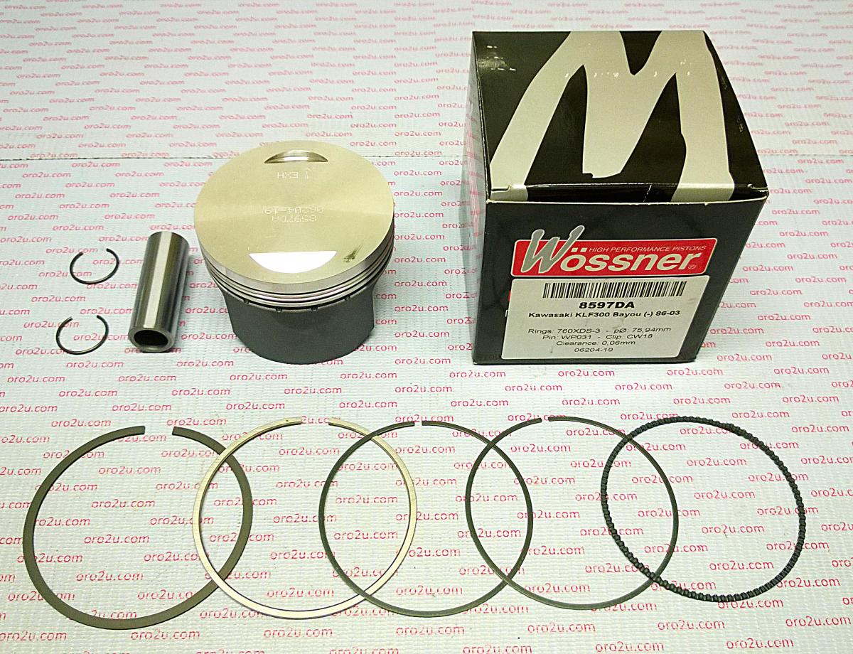 WOSSNER 76mm FORGED PISTON KIT KAWASAKI KLF300 86-04, KEF300 95-03, KVF300 99-03