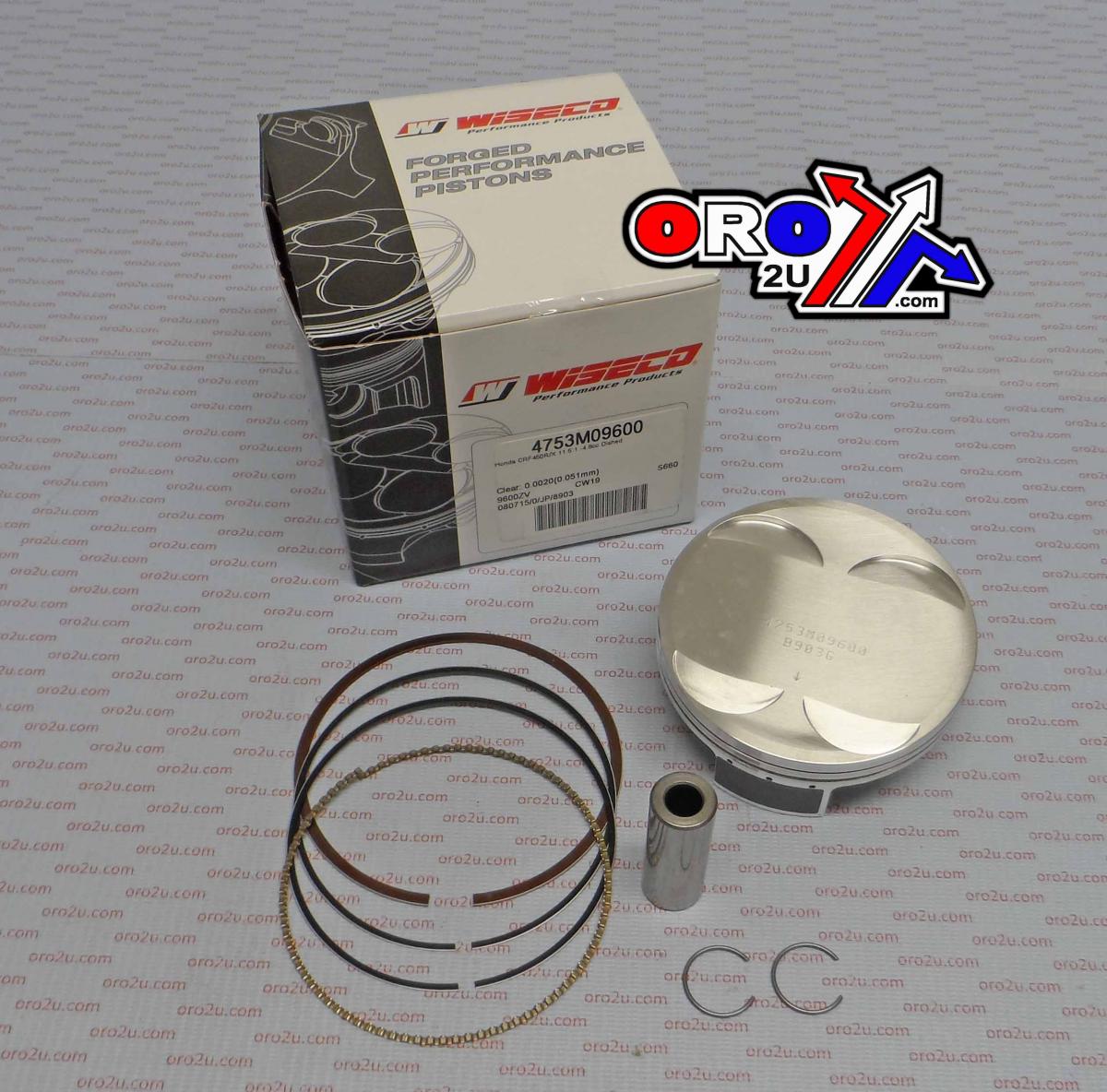 WISECO 96mm PISTON KIT HONDA CRF450R 2002-2003, CRF450X 2005-2016, 11.5:1 Comp
