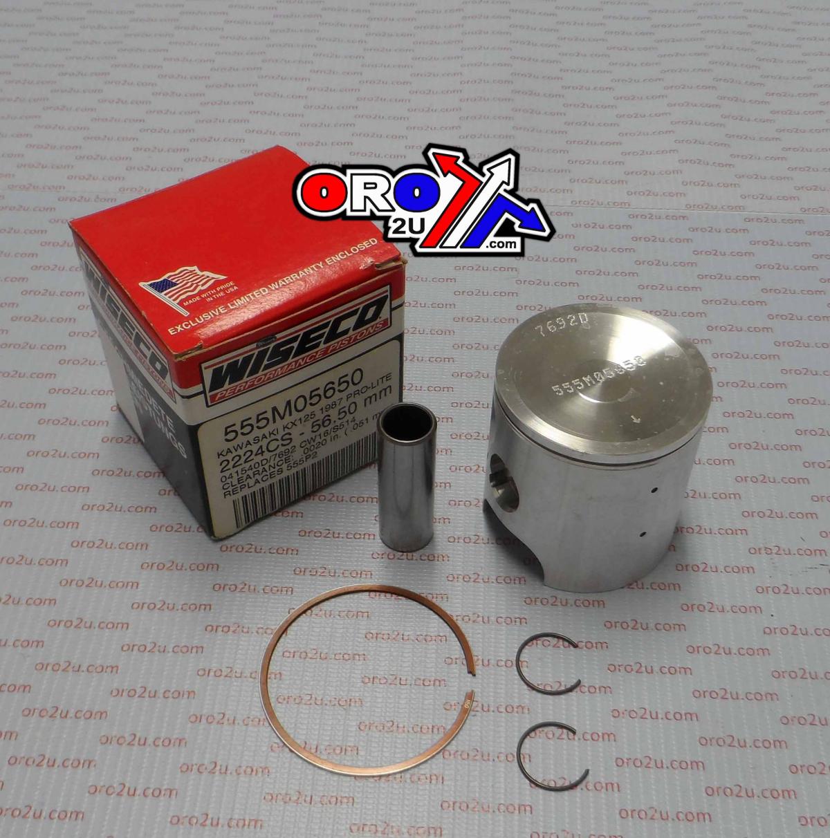WISECO 56.5mm FORGED PISTON KIT A, KAWASAKI KX125 1987
