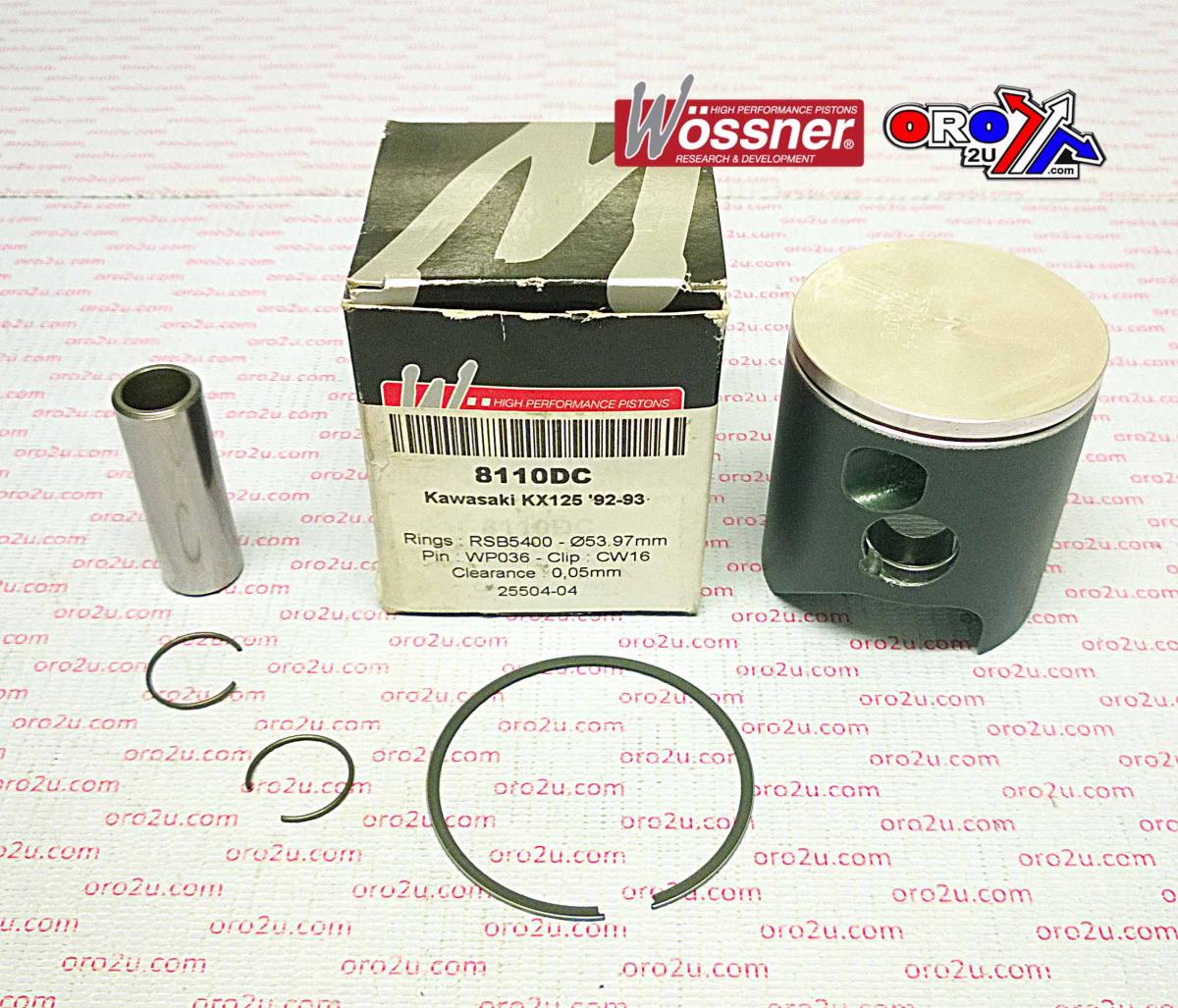 PISTON KIT 92-93 KX125 54.00 WOSSNER 8110DB KAWASAKI MX