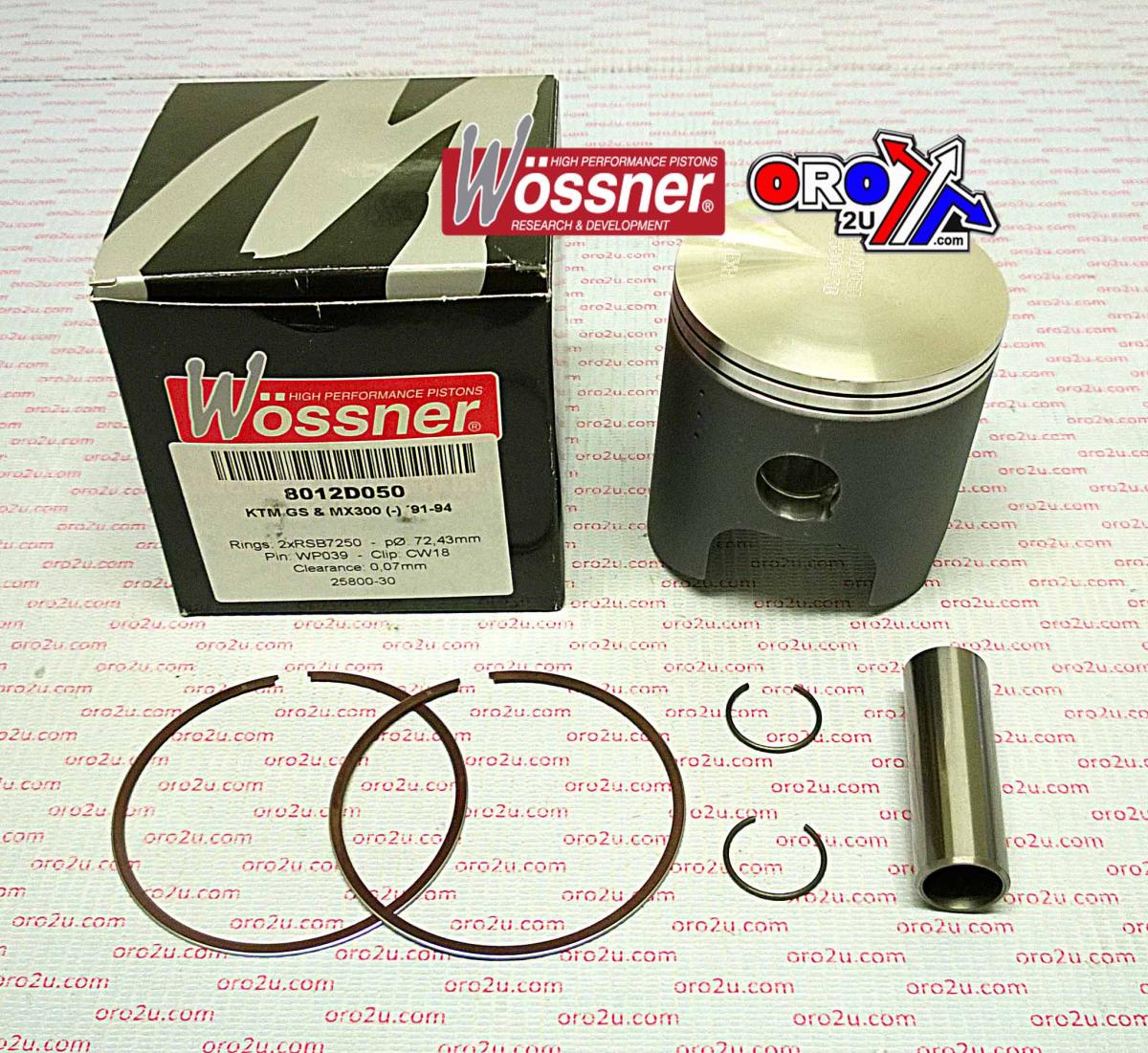 WOSSNER 72.5mm FORGED PISTON KIT KTM 300 2T 1991-1994