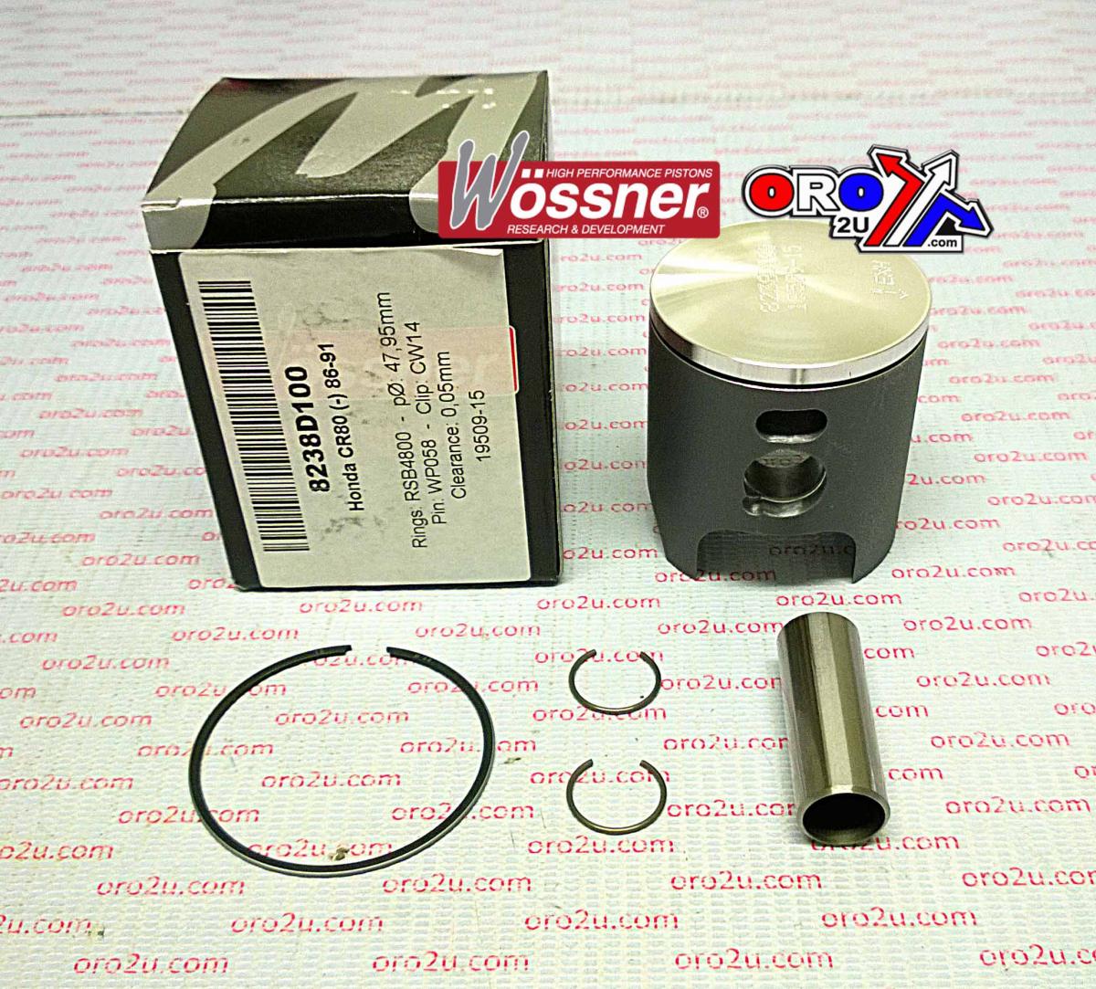 PISTON KIT 86-07 CR80 48.00 WOSSNER 8238D100 HONDA MX