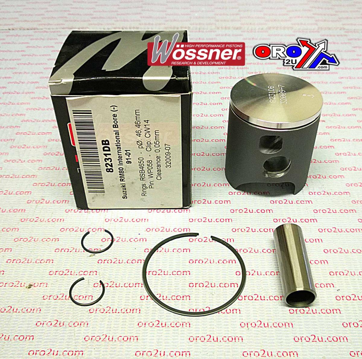 WOSSNER 46.5mm PISTON KIT B, SUZUKI RM80 1991-2001