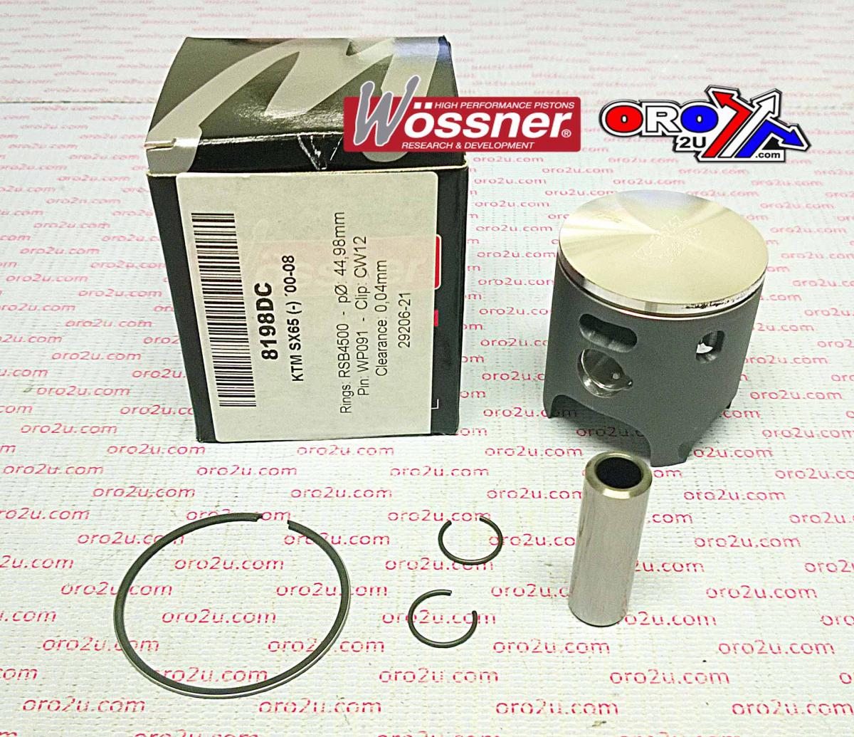 WOSSNER 45mm PISTON KIT D, KTM SX65 2000-2008