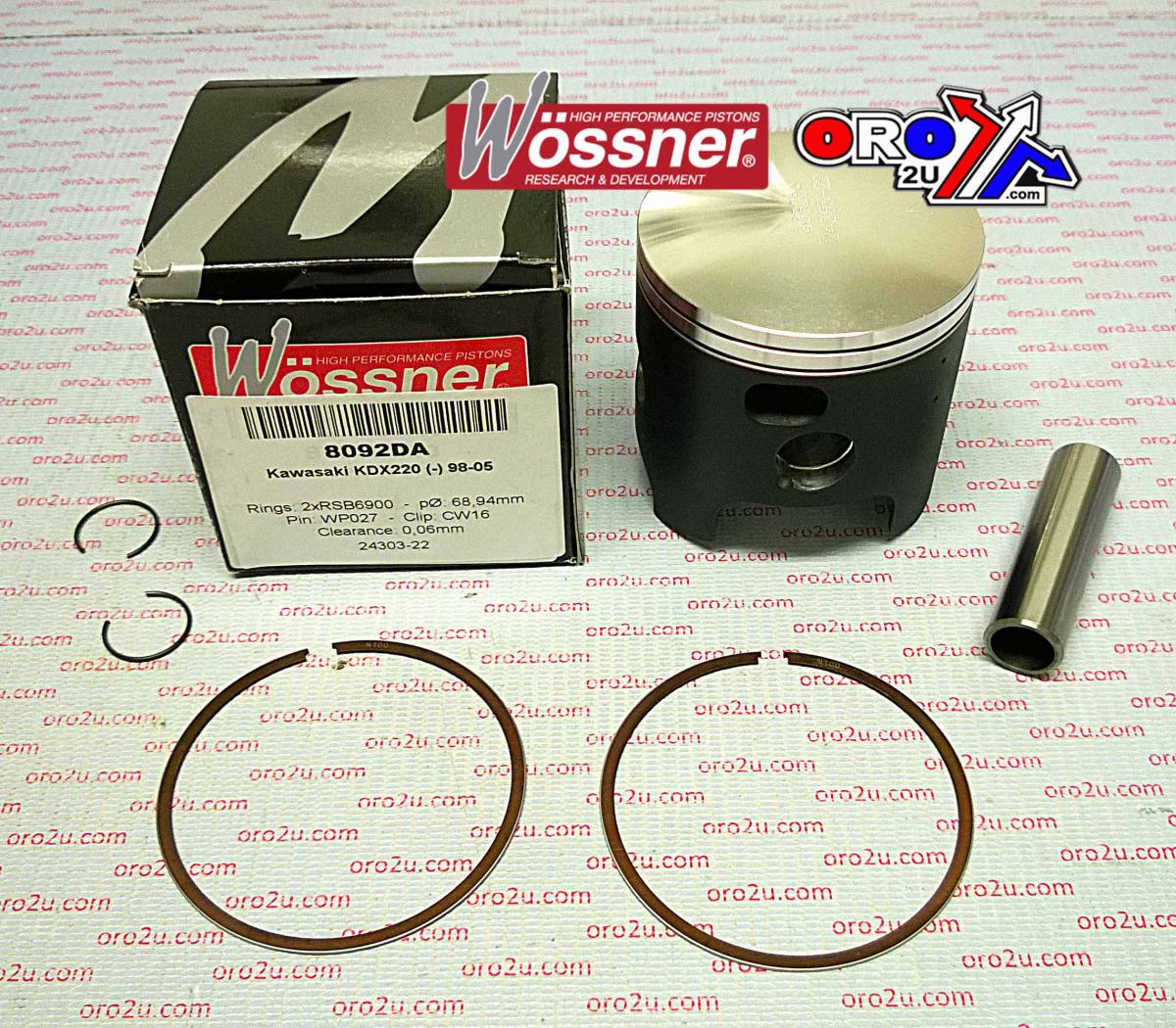 WOSSNER 69mm PISTON KIT A, KAWASAKI KDX220R 1997-2005