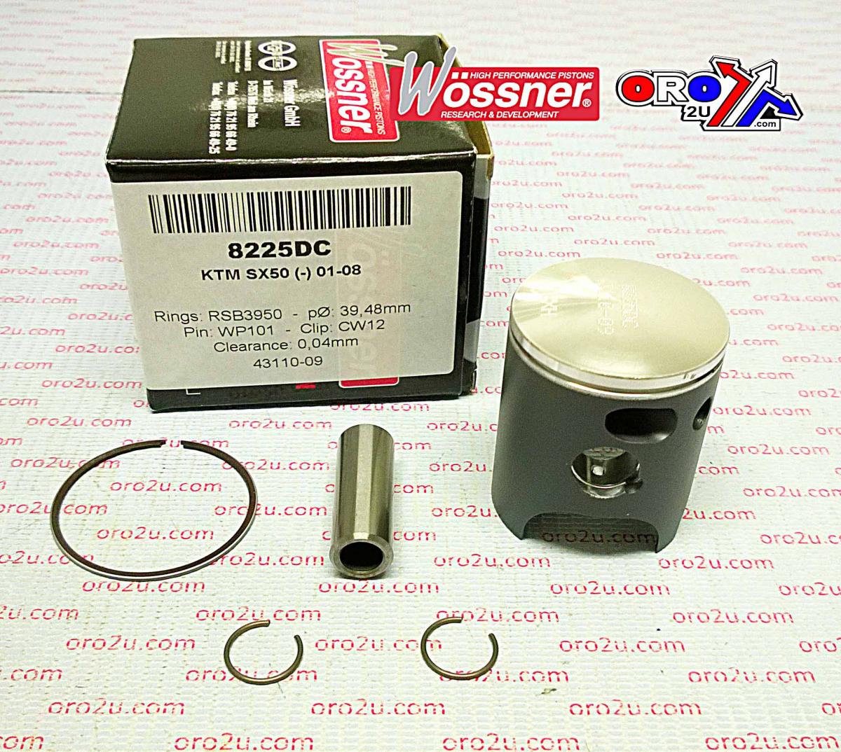 WOSSNER 39.5mm FORGED PISTON KIT B, KTM SX50 2002-2008