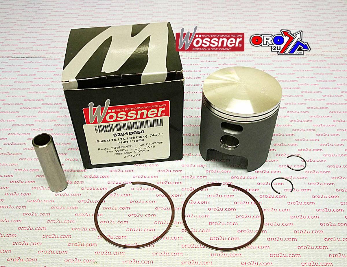 WOSSNER 64.5mm PISTON KIT SUZUKI TS185 74-77, TC185 71-81, DS185 78-80
