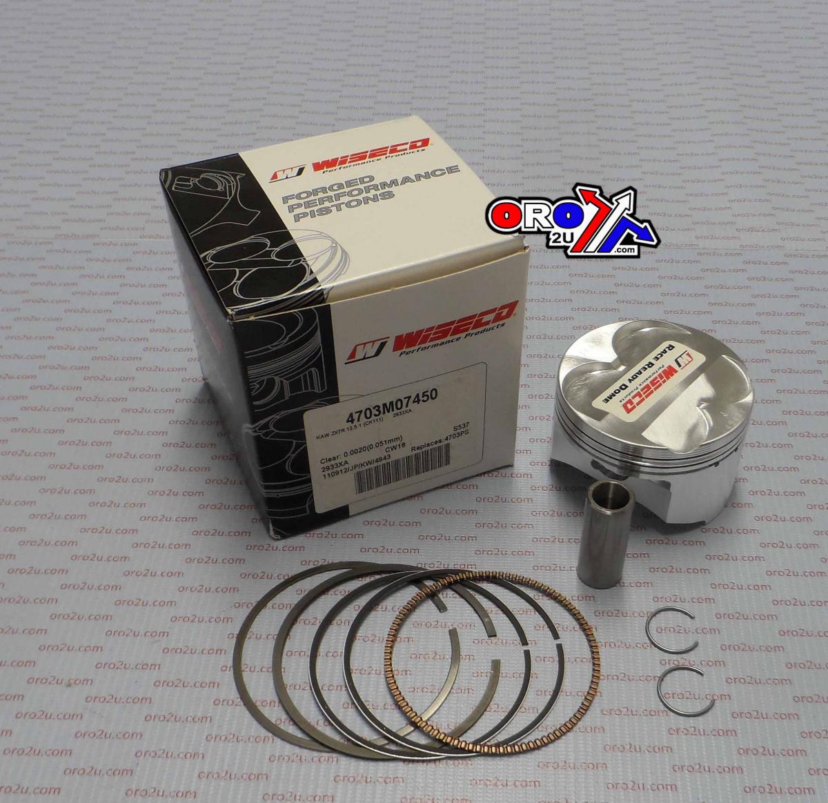 PISTON KIT 96-03 ZX7R 74.50mm WISECO 4703M07450 ROAD KAW