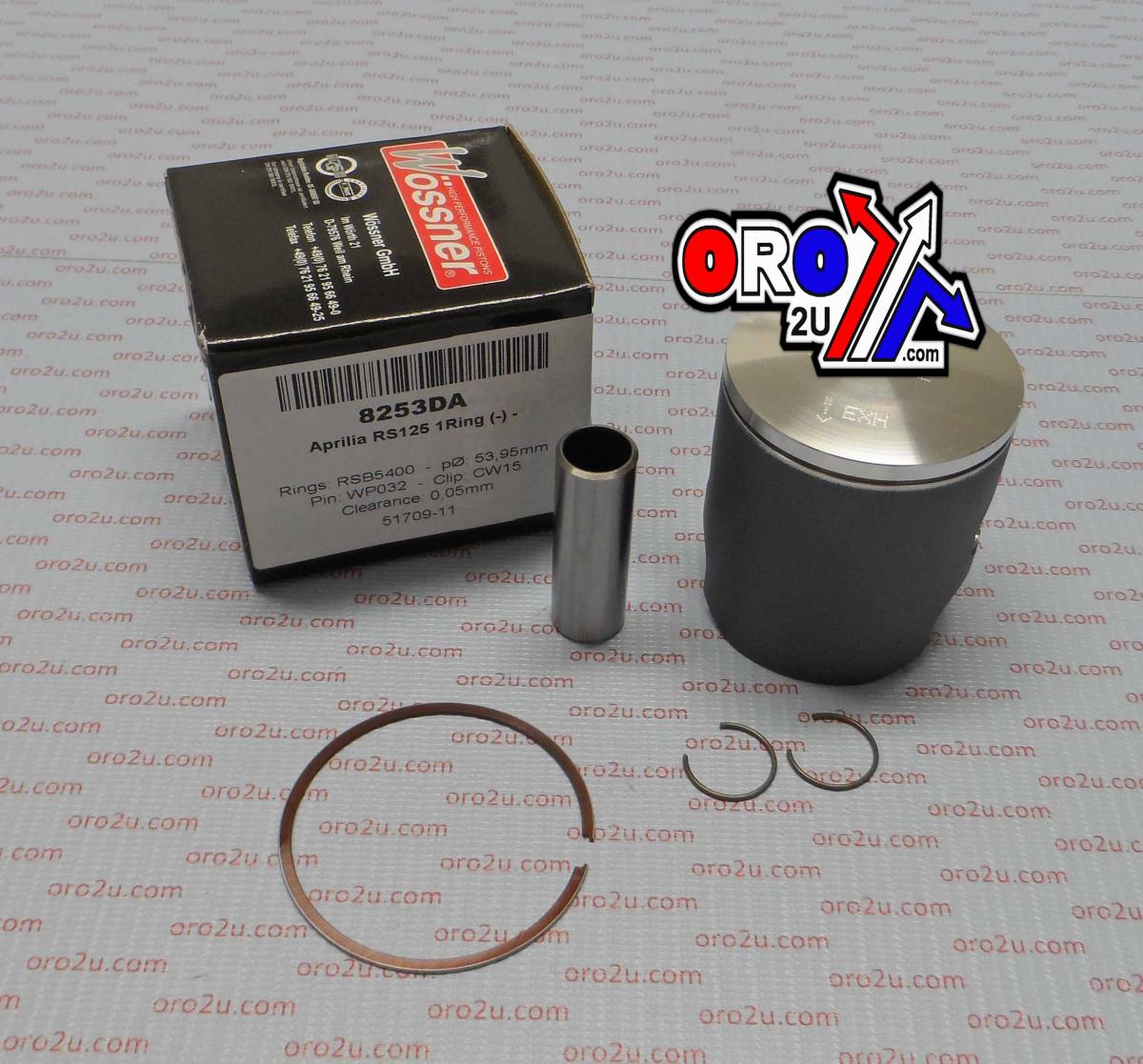 WOSSNER 54mm FORGED PISTON KIT A, APRILIA RS125, SINGLE RING