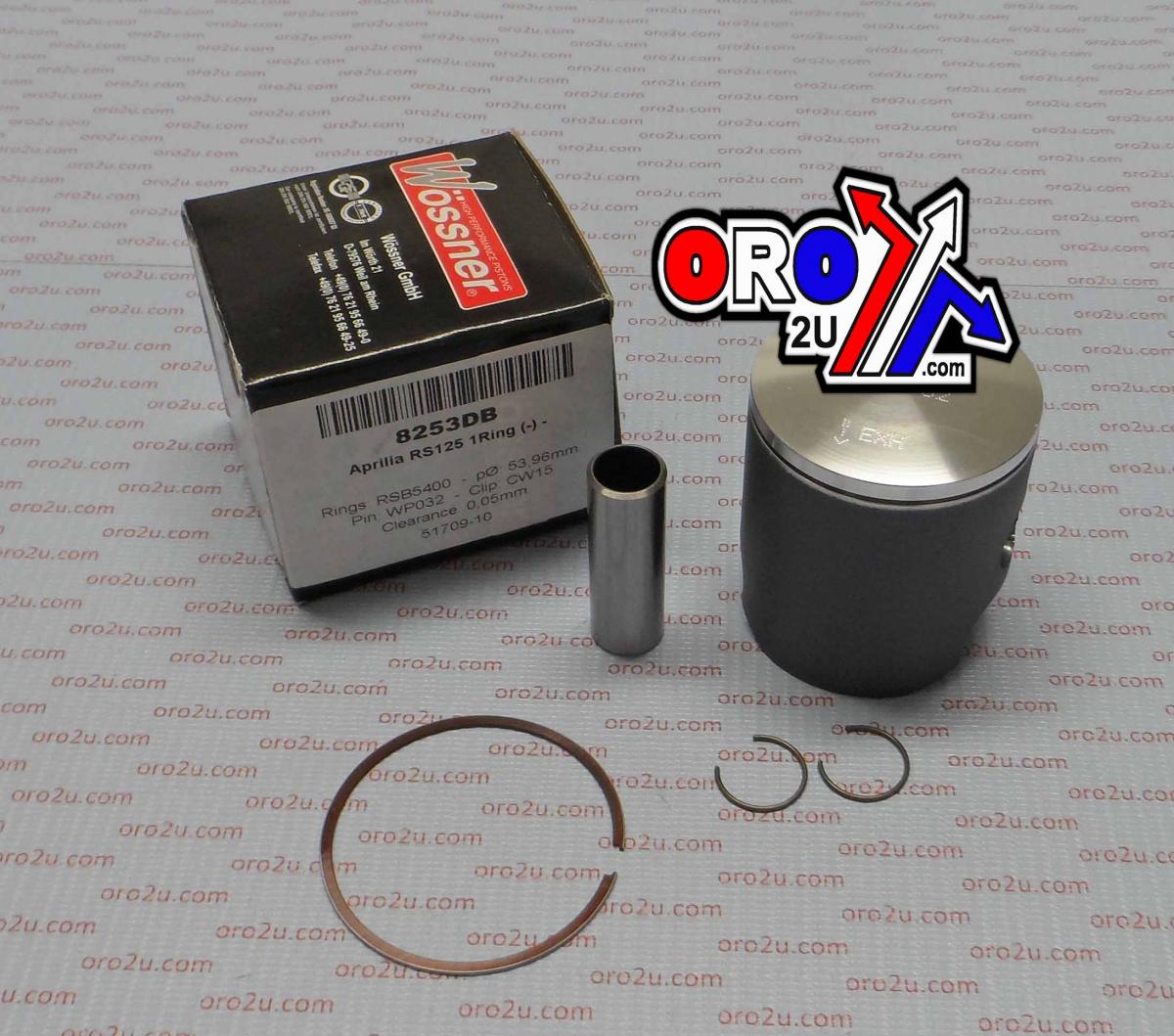 WOSSNER 54mm FORGED PISTON KIT B, APRILIA RS125, SINGLE RING