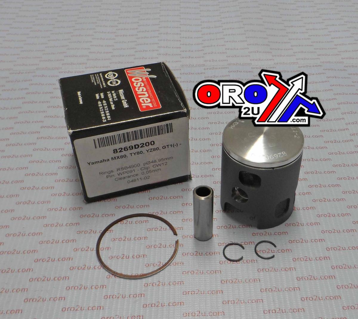 WOSSNER 49mm FORGED PISTON KIT YAMAHA MX80 80-82, YZ80 74-79, TY80 74-75