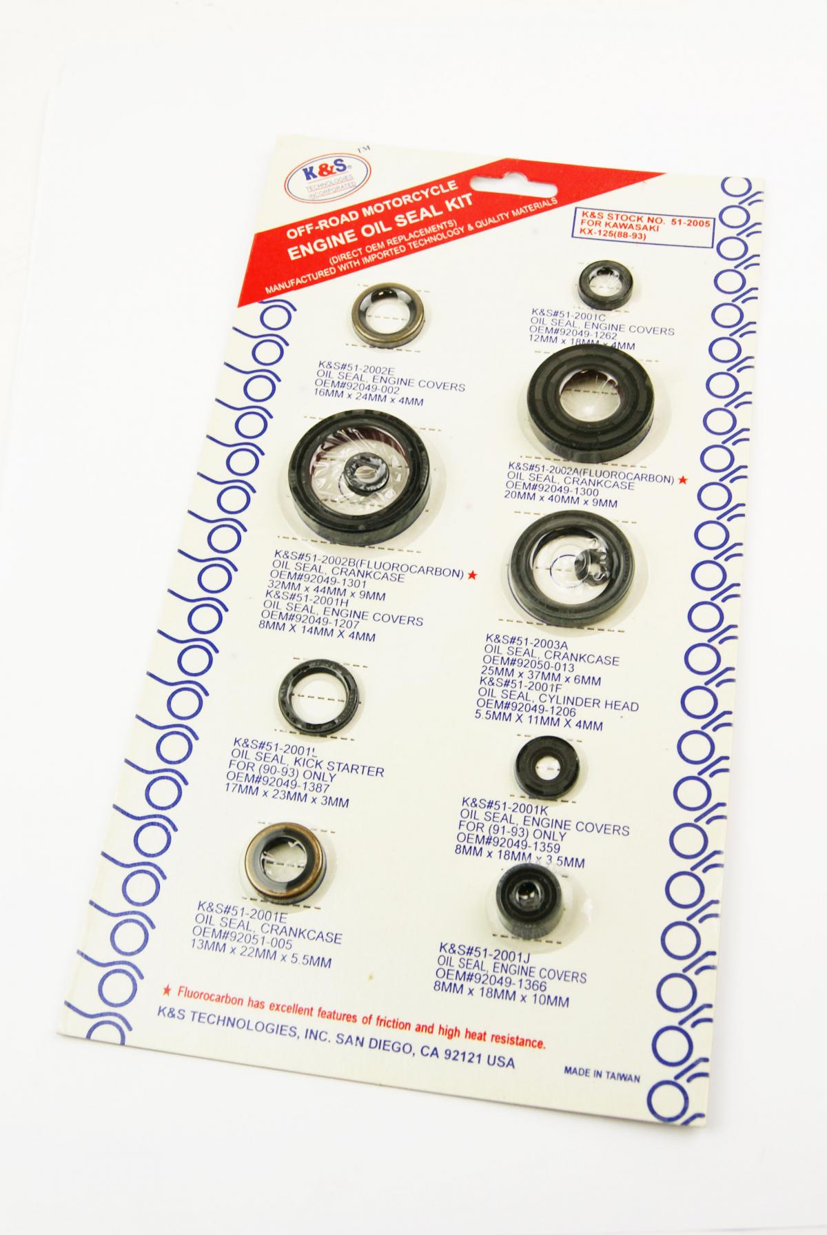 K&S OIL SEAL SET KX125 1988-1993, 11PCS