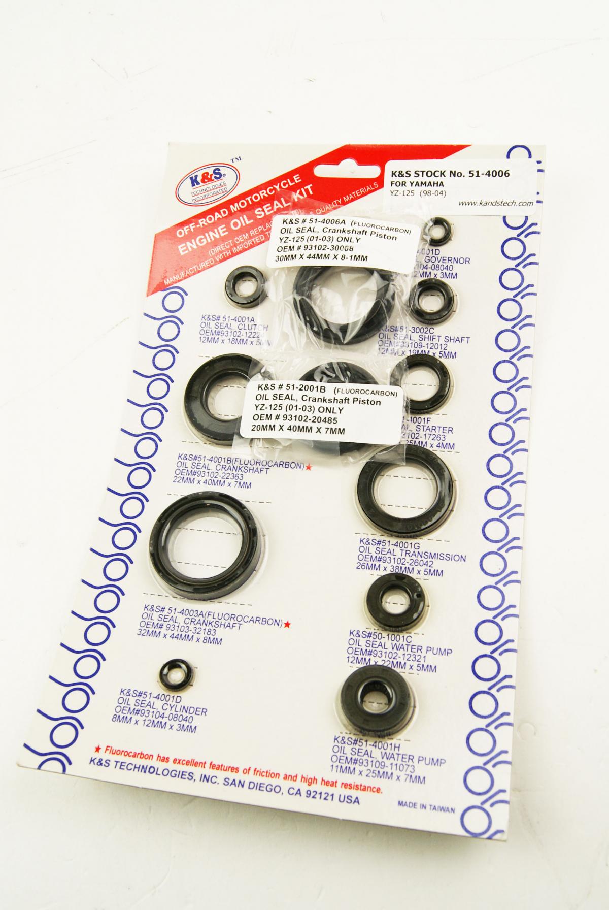 ENGINE OIL SEAL SET YAMAHA YZ125 2001-2004, 12pcs.