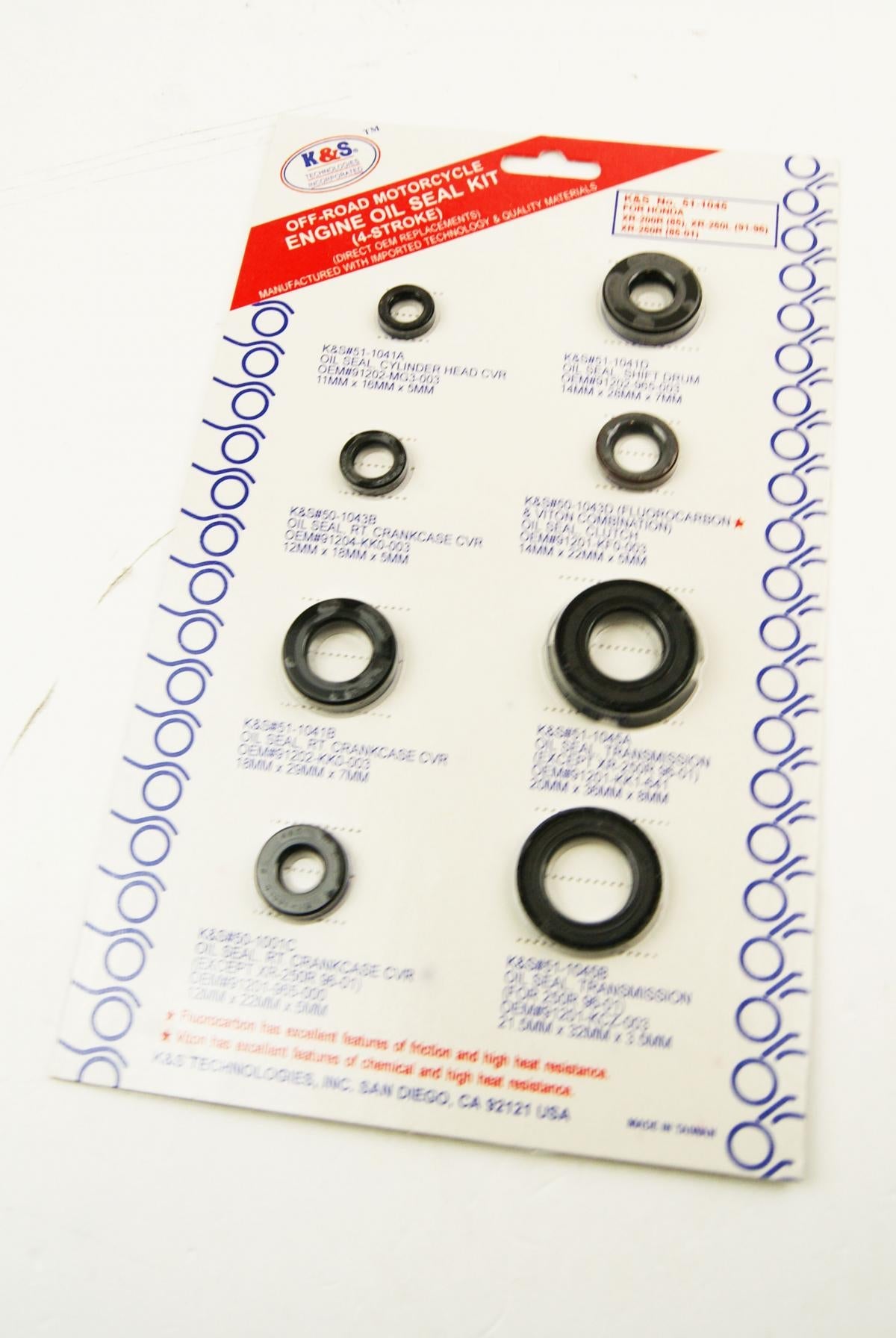 K&S ENGINE OIL SEAL SET HONDA XR250L 1991-1996, XR250R 1984-2004