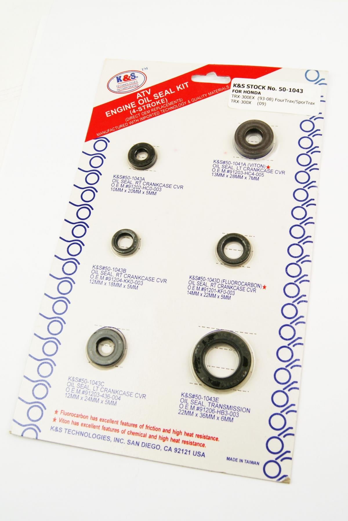 K&S ENGINE OIL SEAL SET HONDA TRX300EX 1993-2008, 6Pcs (Not 300 or FW)