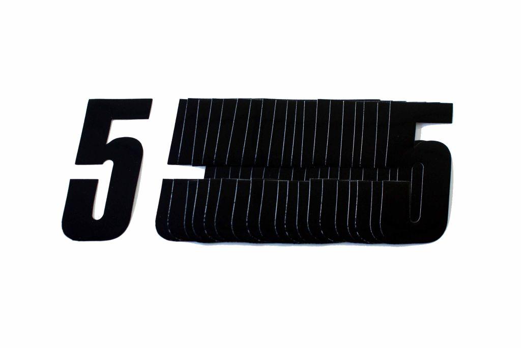 5 BLACK DECAL 4.5"/11cm PK/20