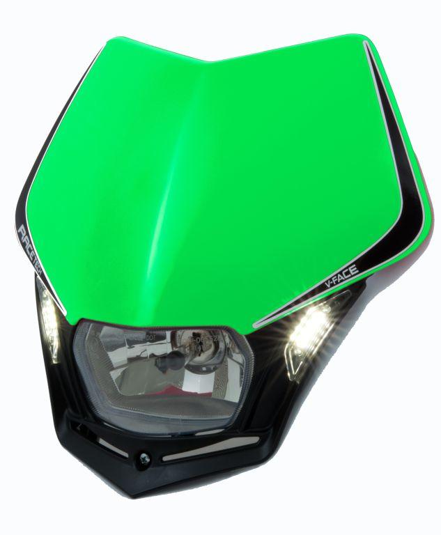 R-TECH V-FACE GREEN/BLACK UNIVERSAL LED HEADLIGHT
