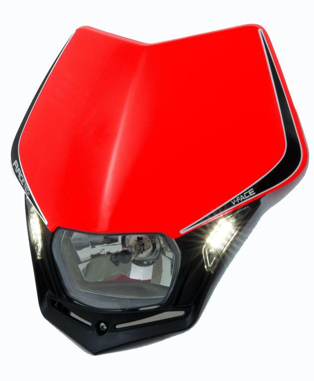 R-TECH V-FACE RED/BLACK UNIVERSAL LED HEADLIGHT