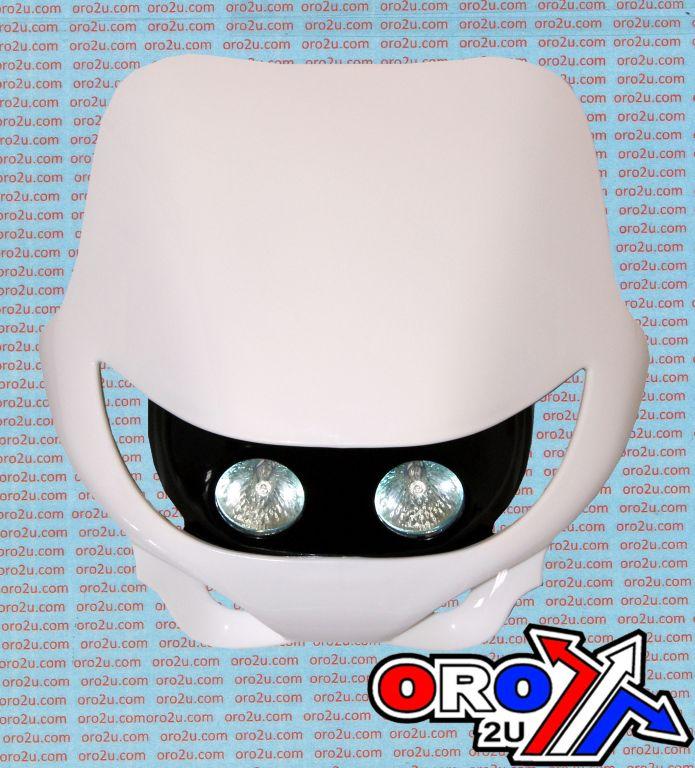 WHITE UNIVERSAL HEADLIGHT TWIN FLASH
