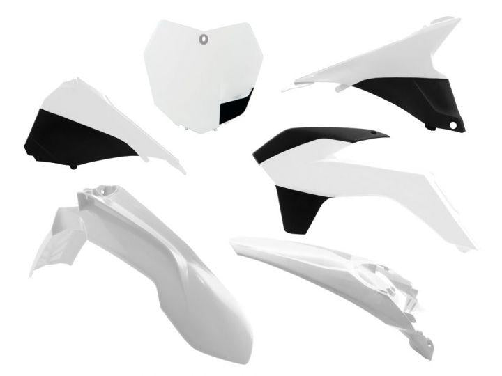 R-TECH WHITE/BLACK PLASTIC KIT/6 KTM SX125/150 13-15, SX250 13-16, SX-F 13-15