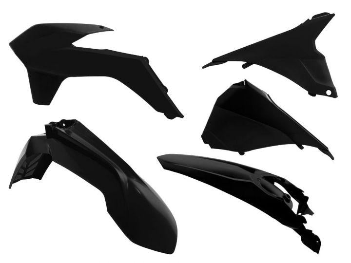 R-TECH BLACK PLASTIC KIT KTM EXC/EXC-F 2014-2016, VENTED FRONT FENDER